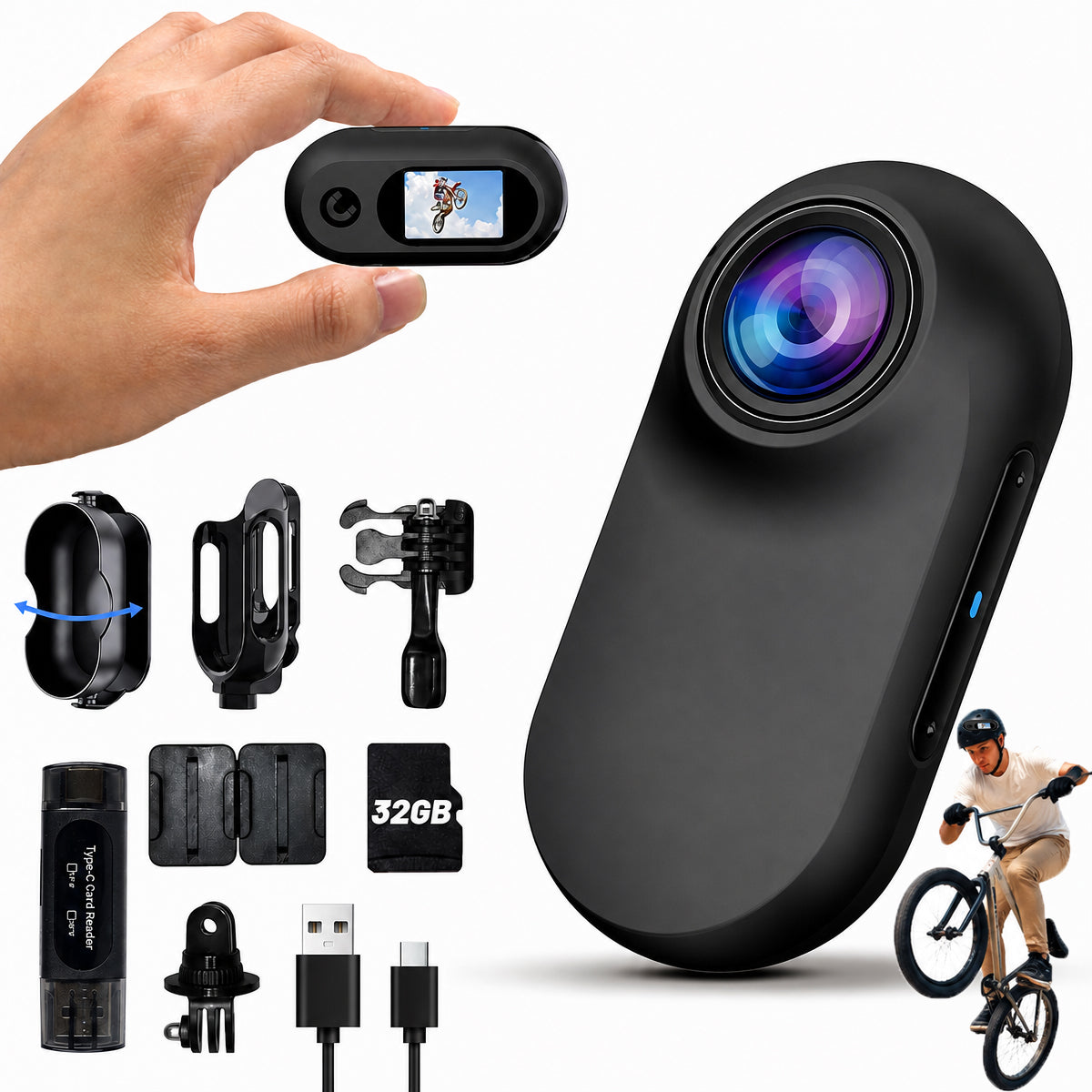 Mini Sports Camera with Clip Full HD Recorder for Sports and Travel