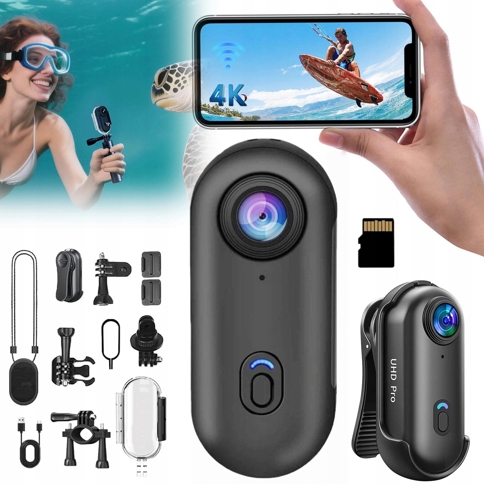 Mini Sports Camera with WiFi Full HD 4K Portable Waterproof KIT