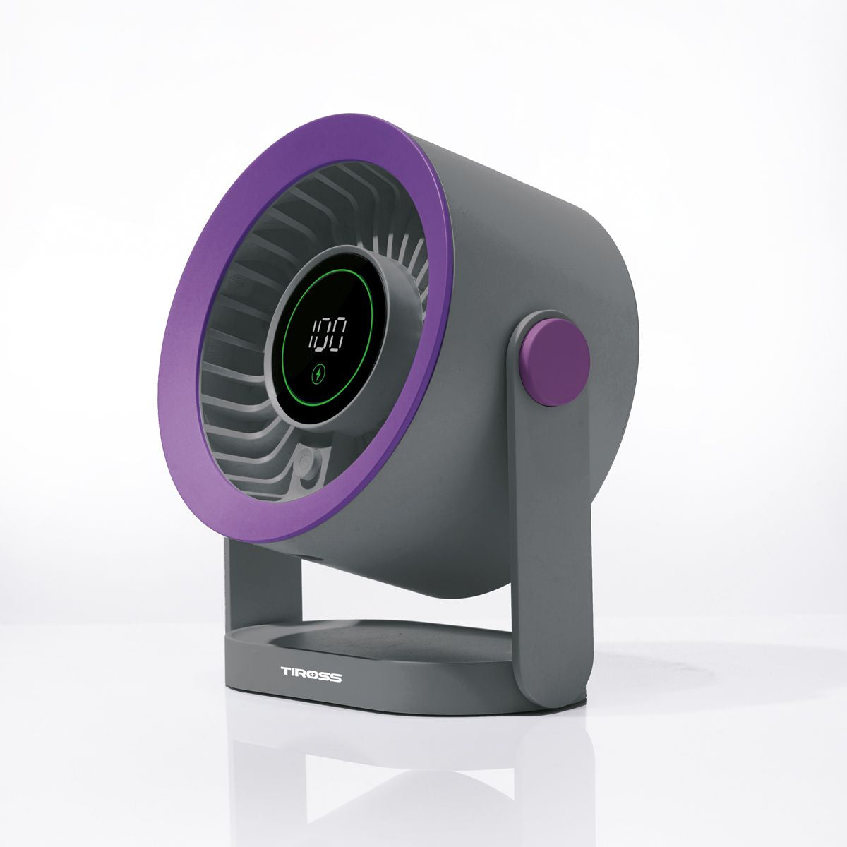 Mini USB-C fan purple with LED display and rotating head Manufacturer code Mini wentylator na biurko WIATRAK stołowy