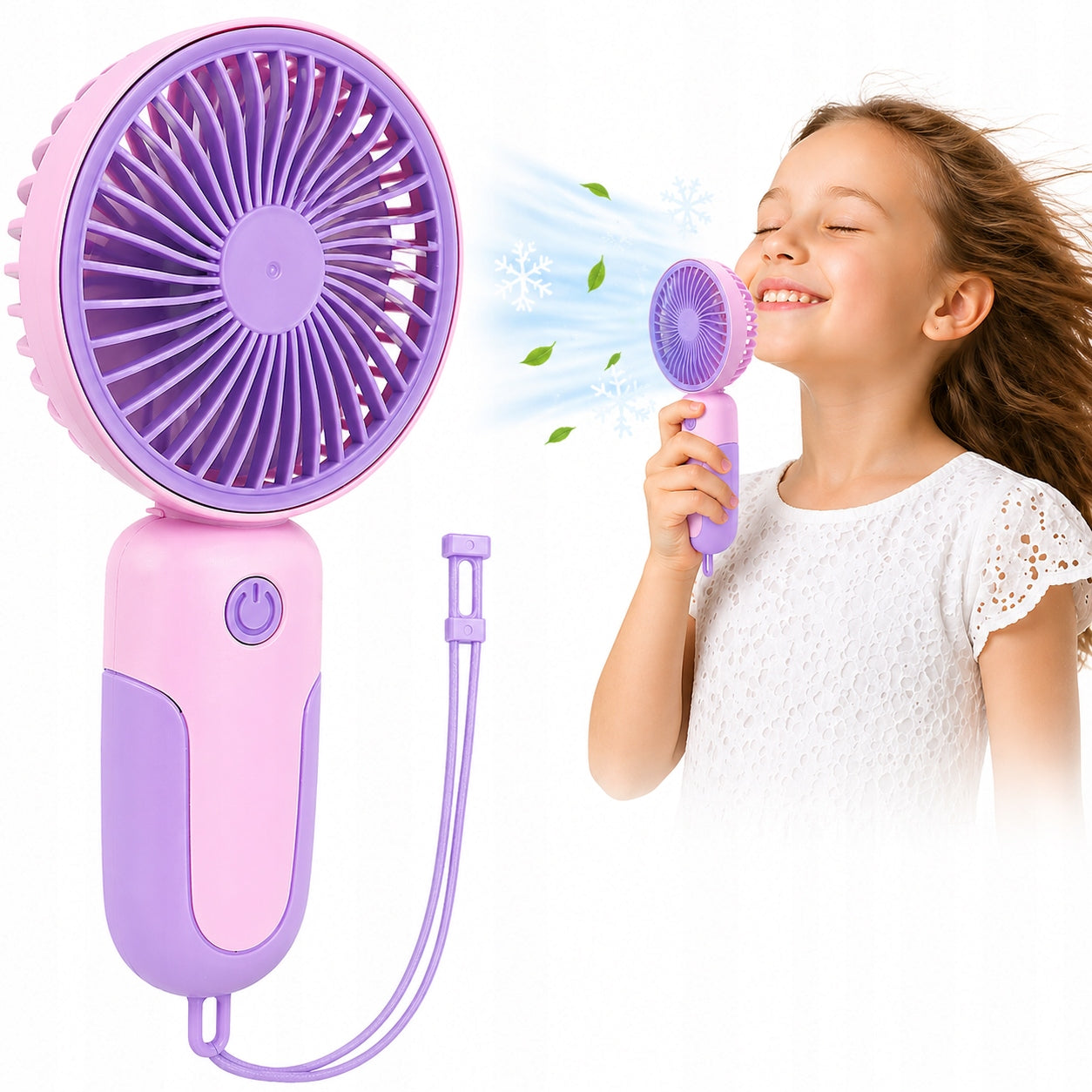 Mini USB Handheld Fan Quiet 3 Battery Modes