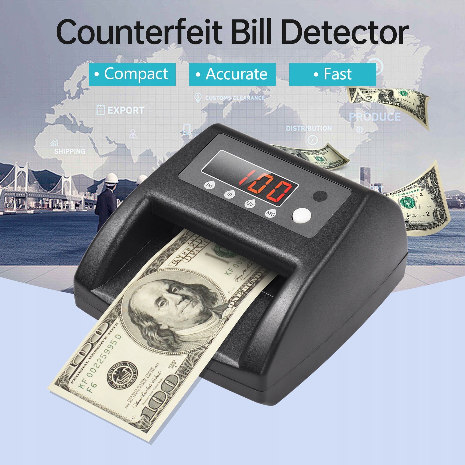 Mini UV Fake Euro/USD/GBP Bill Detector MONEY R8