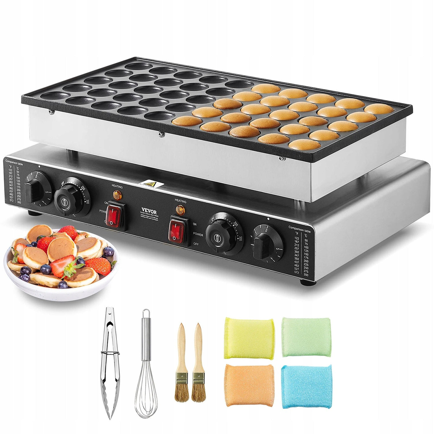 Mini Waffle Iron Poffertjes Dorayaki 50pcs 1700W XXL Pancake Maker Packaging status original