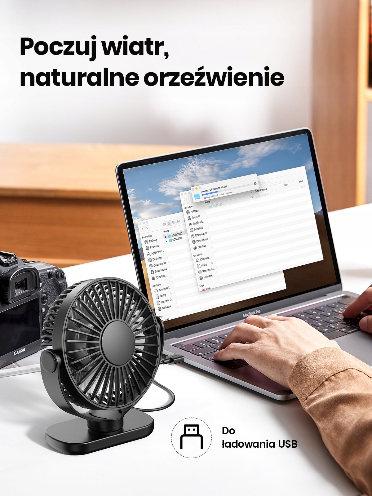 Mini Wentylator USB TOPK Przenośny Cichy do Biurka Podróży Brand TOPK