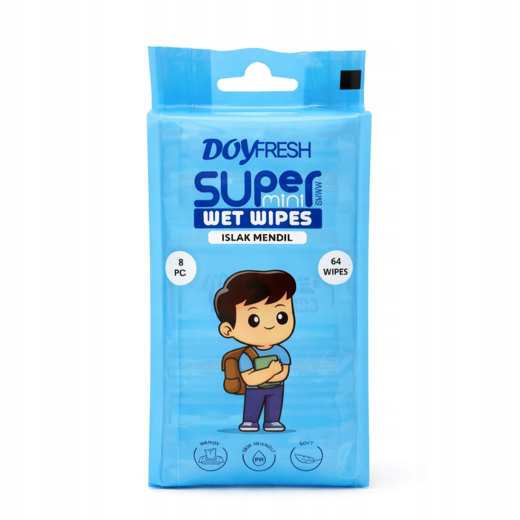 Mini Wet Wipes 8x8pcs (64pcs) Pocket Blue Medical device no