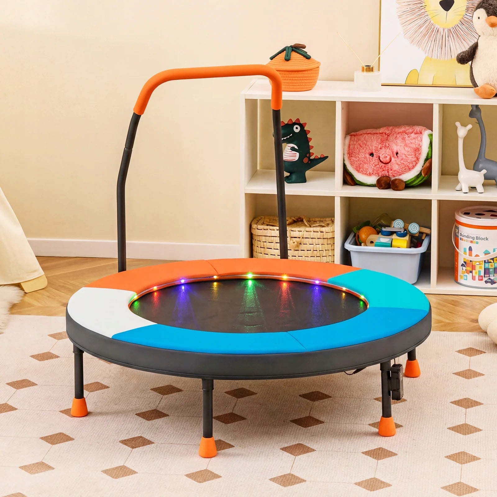 Mini children's trampoline with handle and lights Brand Costway