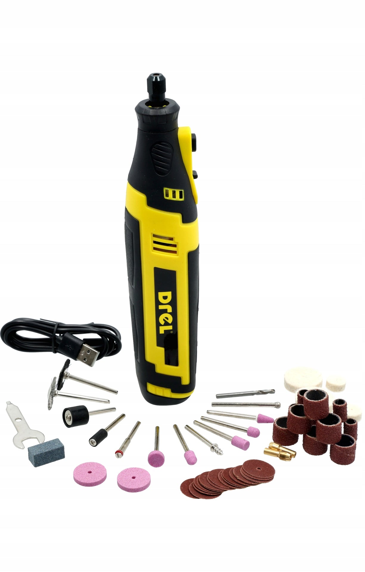 Mini cordless grinder set of 210 accessories DREL Packaging status original