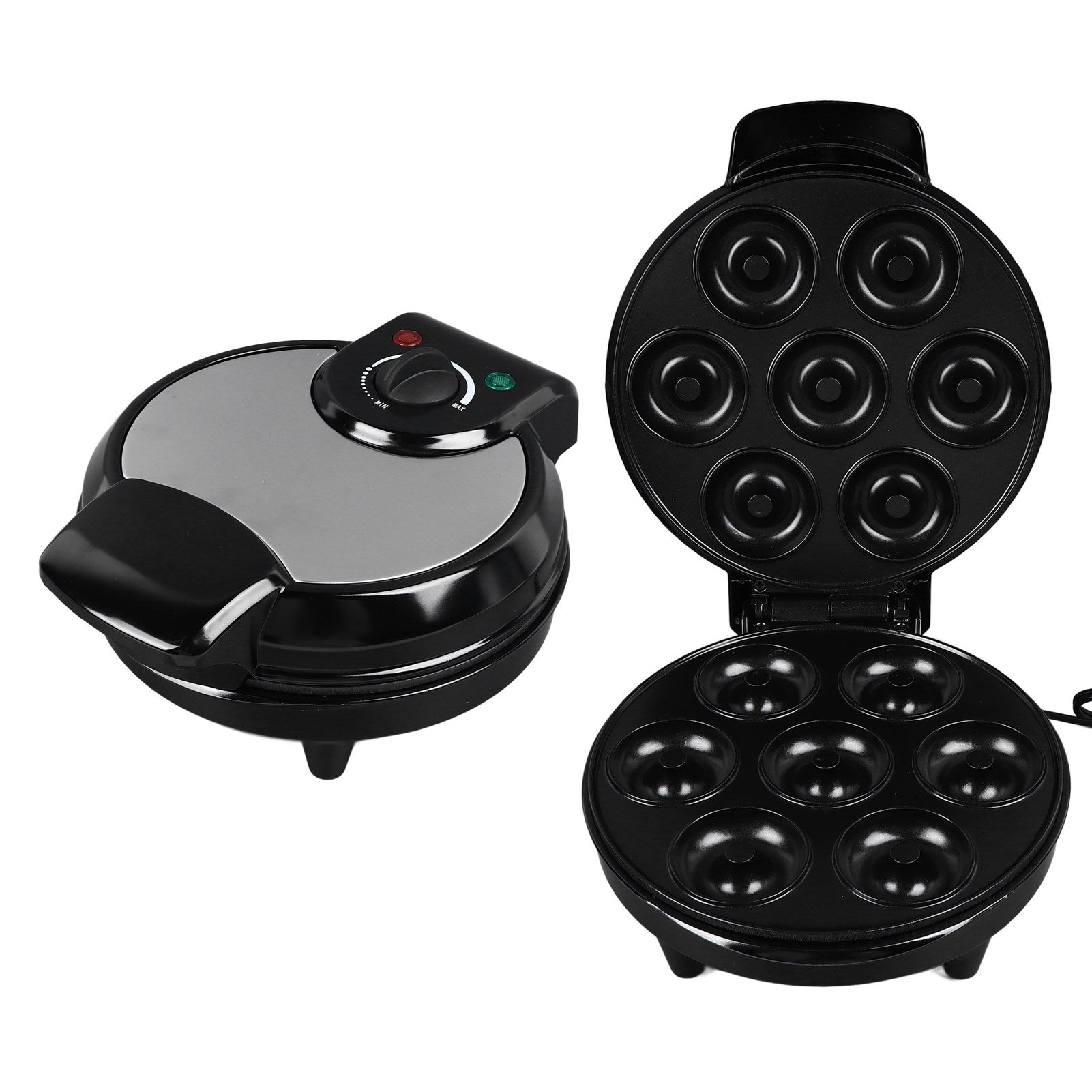 Mini donut making machine with 1200W power. Make 7 donuts with P3 Power rating 1 W