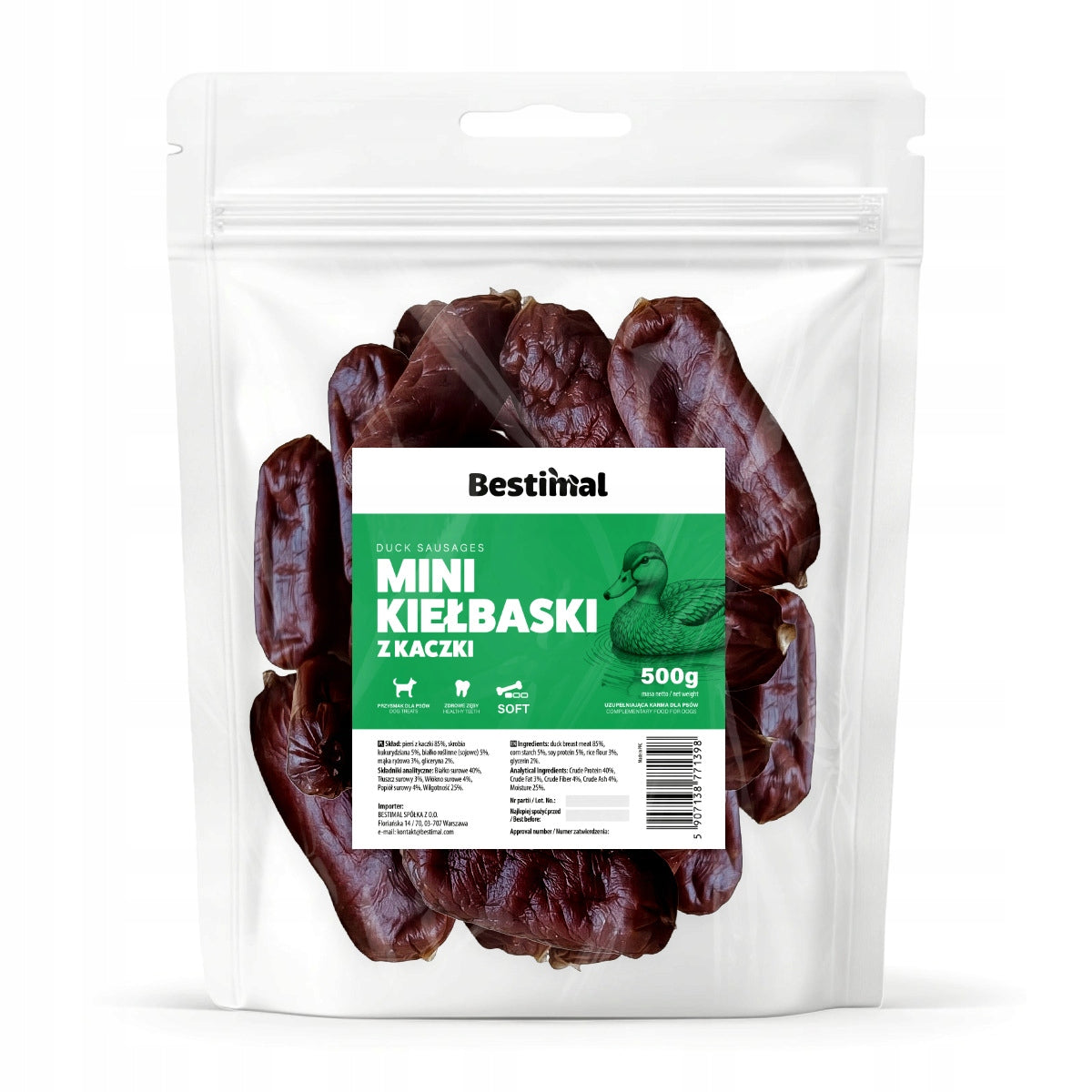 Mini duck sausages 500g- SOFT DOG TREAT - TREATS Manufacturer code BS33