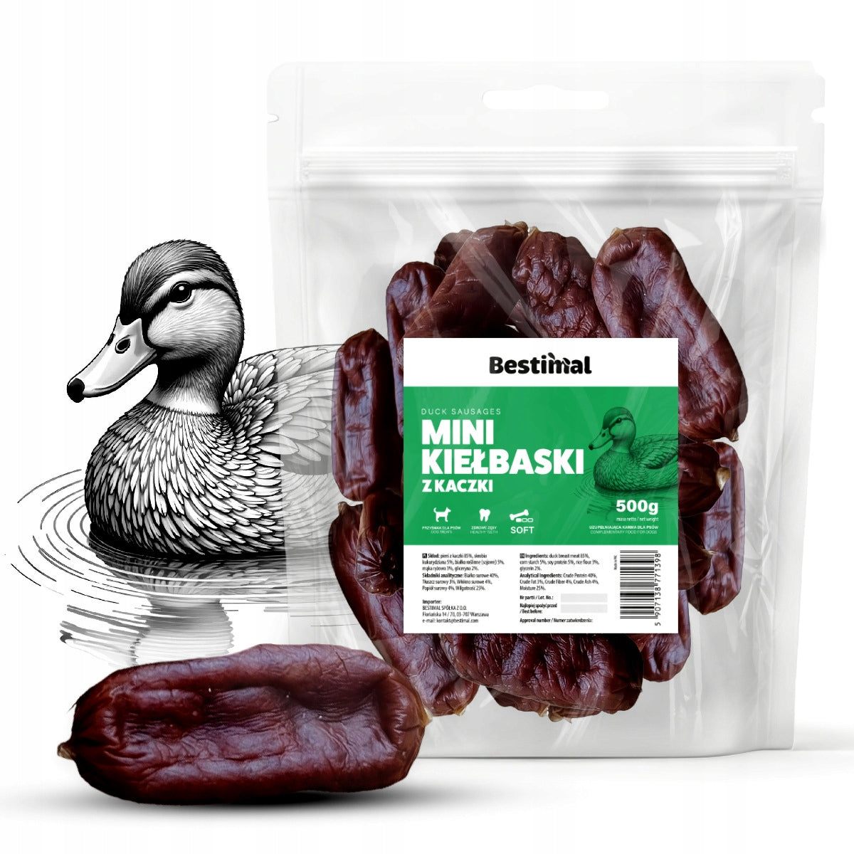 Mini duck sausages 500g- SOFT DOG TREAT - TREATS