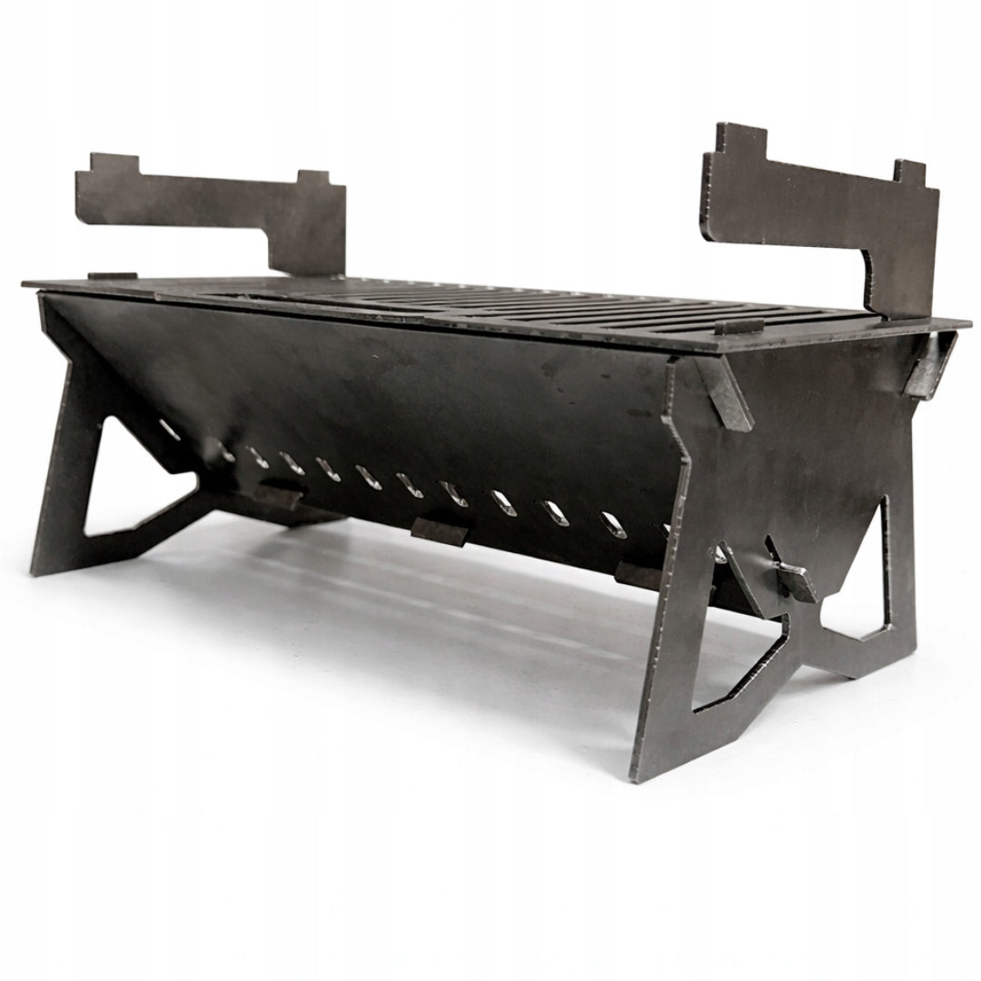 Mini folding tourist grill – steel 2mm | compact | from the manufacturer Grill width 22.7 cm