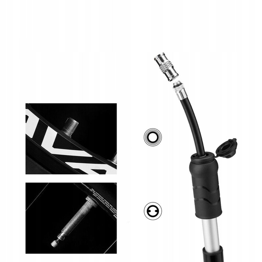 Mini hand bicycle pump ALU 100PSI 7 Bar, hose presta frame holder Color black