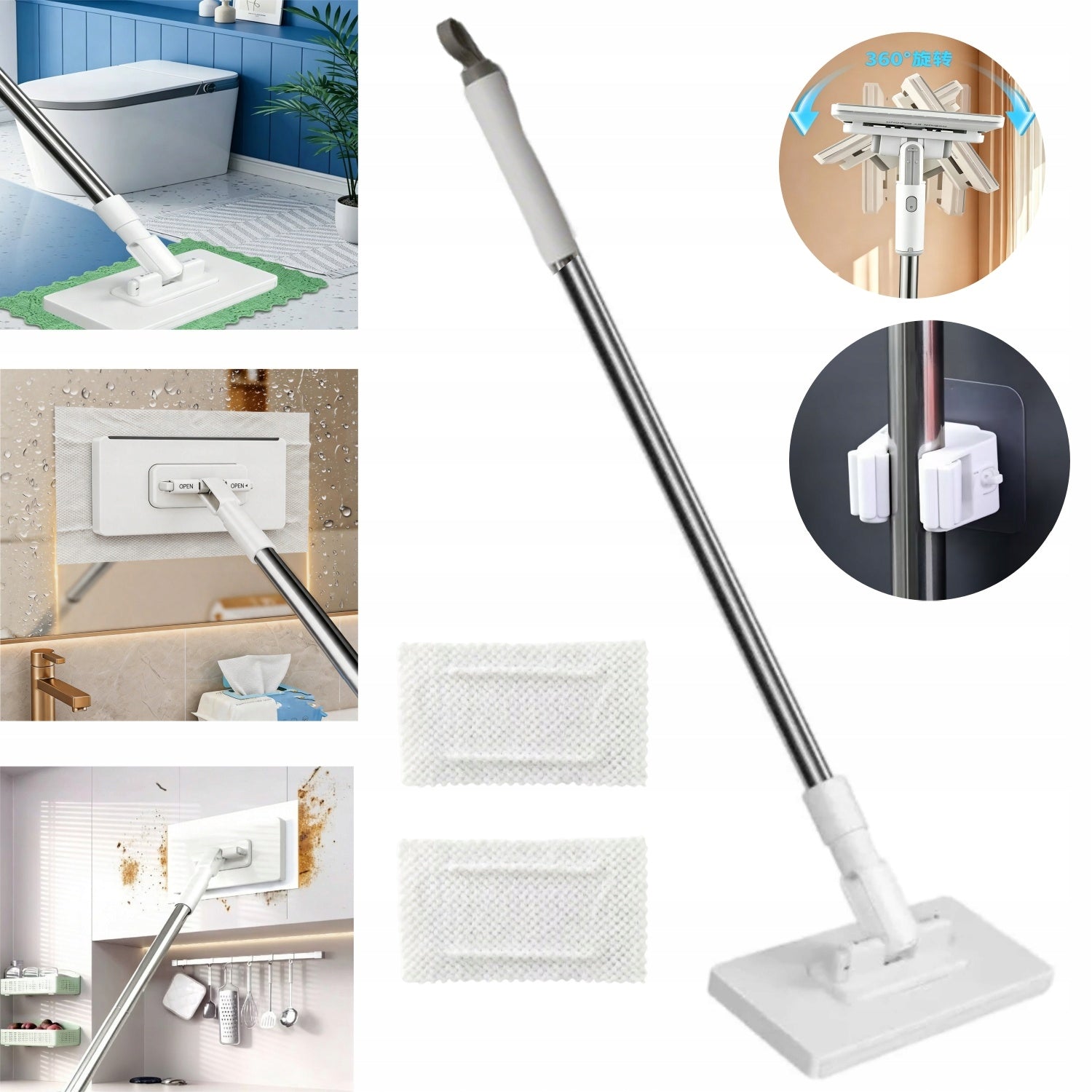 Mini mop płaski do czyszczenia okien ścian szczelin z wymianą ściereczki
