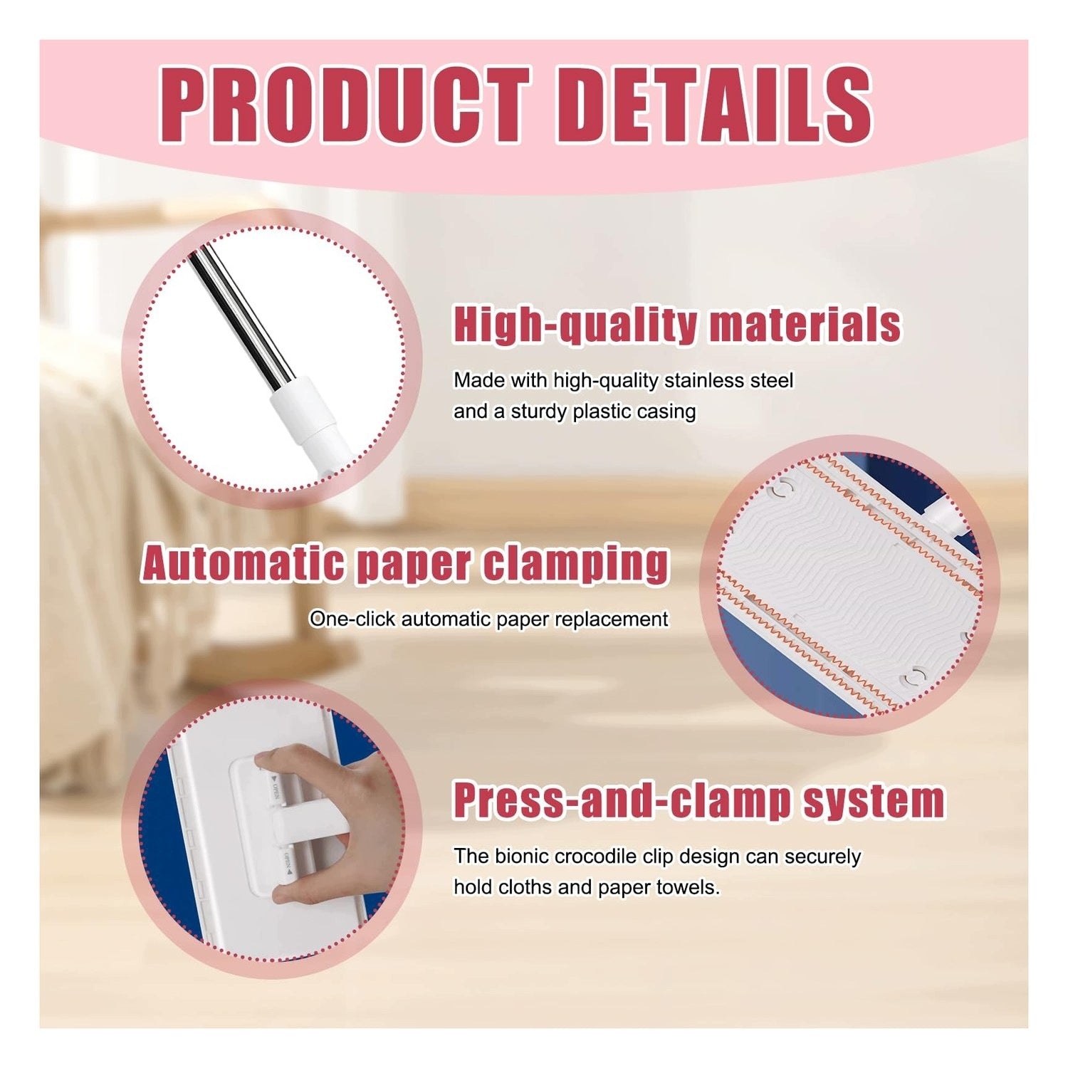 Mini mop - with click system - with 10 cloths - for cleaning Manufacturer code B0GJD7GYG7