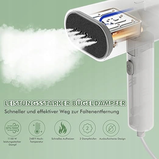 Mini steamer for clothes. Portable travel steamer 1150 W Dominant color white