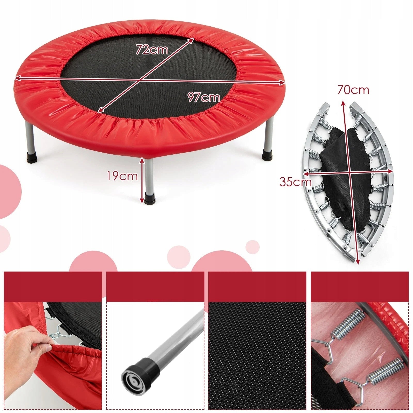 Mini trampoline Folding fitness trampoline Ø97cm Size (ft) other