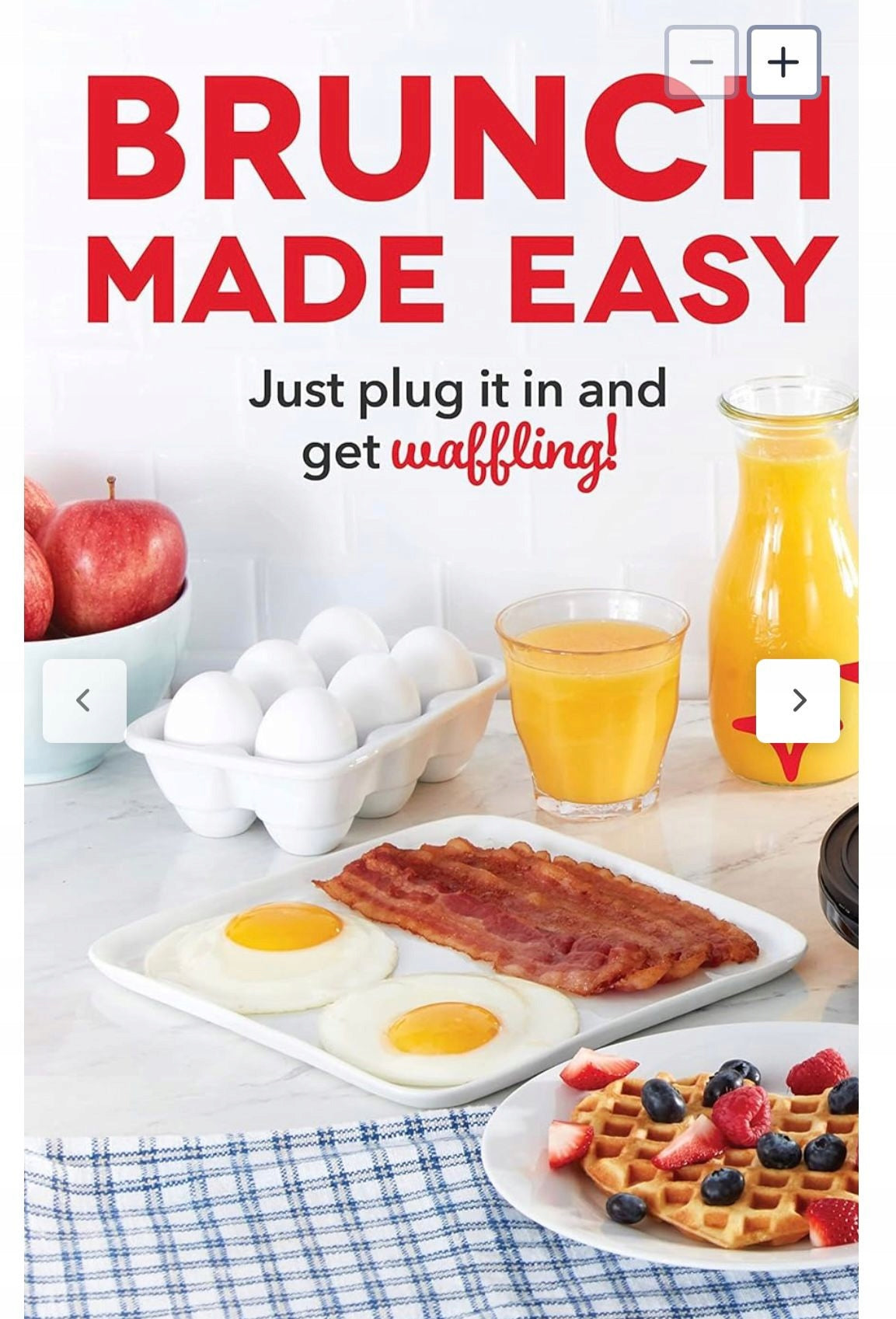 Mini waffle maker with non-stick heart-shaped waffle coating Packaging status original
