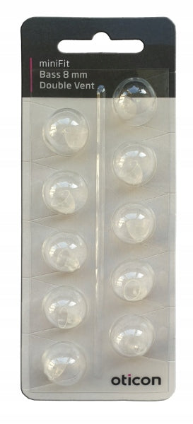 MiniFit Bass 8mm Double Vent Domes for OTICON,BERNAFON Cameras, 10pcs Packaging status original