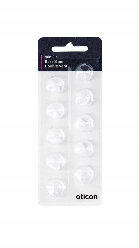 MiniFit Bass 8mm Double Vent Domes for OTICON,BERNAFON Cameras, 10pcs