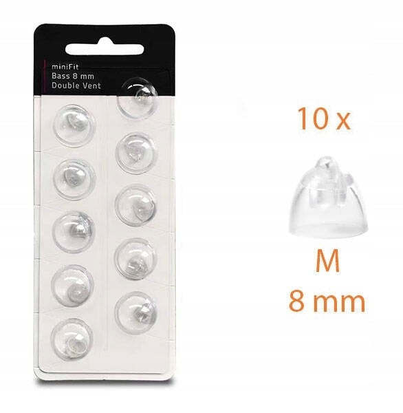 MiniFit Bass Caps / Domes with Ventilation for Oticon Cameras -10 Pack 8mm