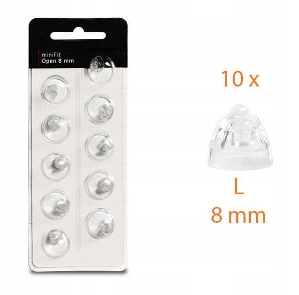 MiniFit Open Caps / Domes for Oticon Hearing Aids - 10 Pack 8mm