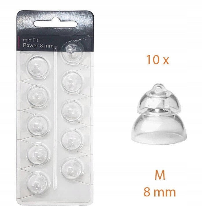 MiniFit Power Caps / Domes for Oticon Hearing Aids - 10 Pack 8mm