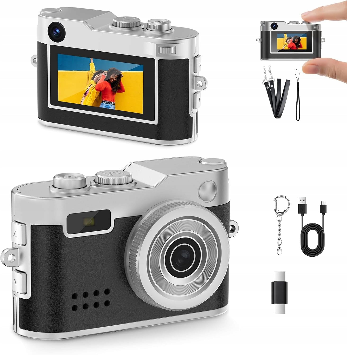 Miniature Digital Camera Keychain Retro HD Camera USB-C OTG