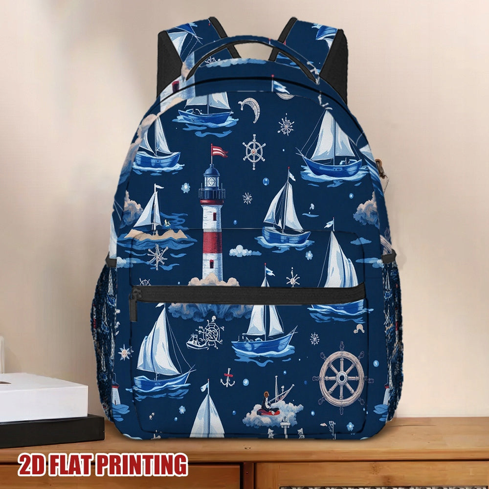 Minimalist Nautical Journey Backpack - Large Capacity for Daily Commuting