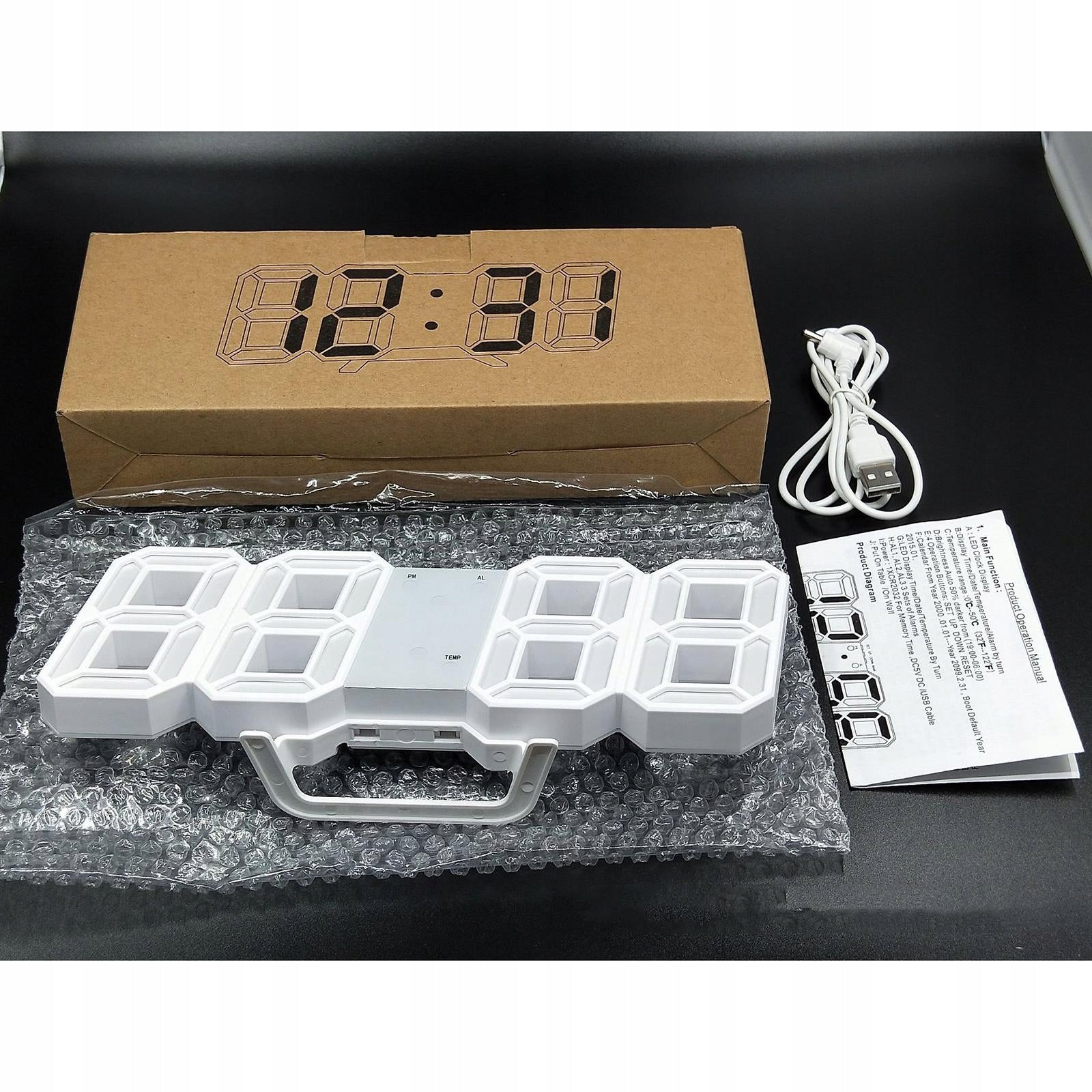 Miracle Shining Digital 3D LED Wall Desk Alarm Clock 12/24 Hours Medical device no