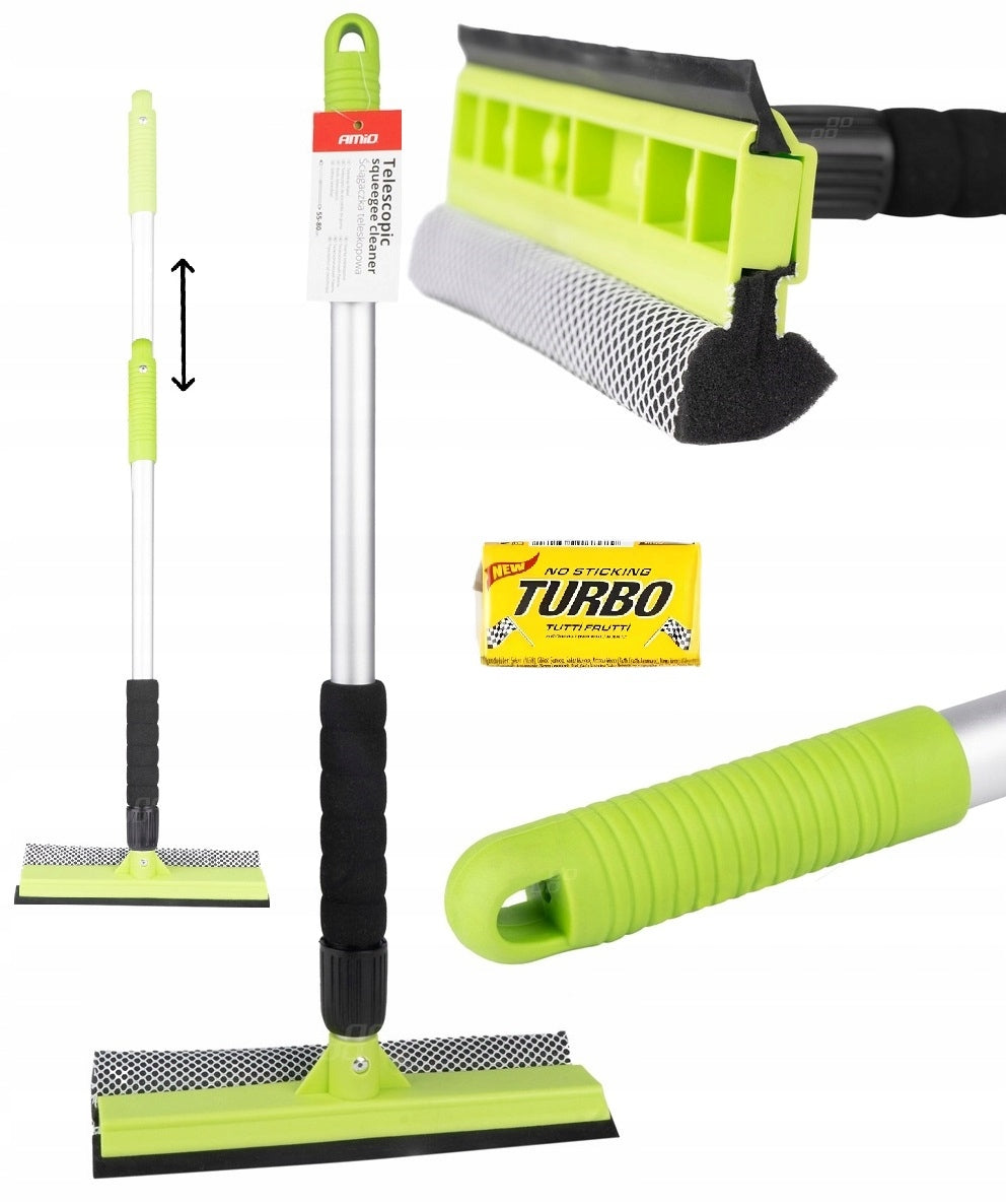 Mirror Window Washer + Water Squeegee Telescopic Aluminum 80cm