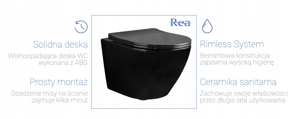 Toilette Rea Carlo Black Mat Rimless, schwarz 