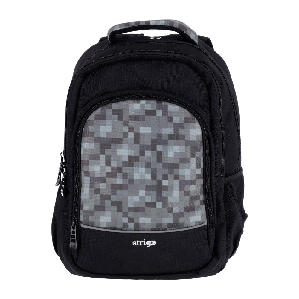 Misty Blocks School Backpack for Kids Game Black Grey STRIGO