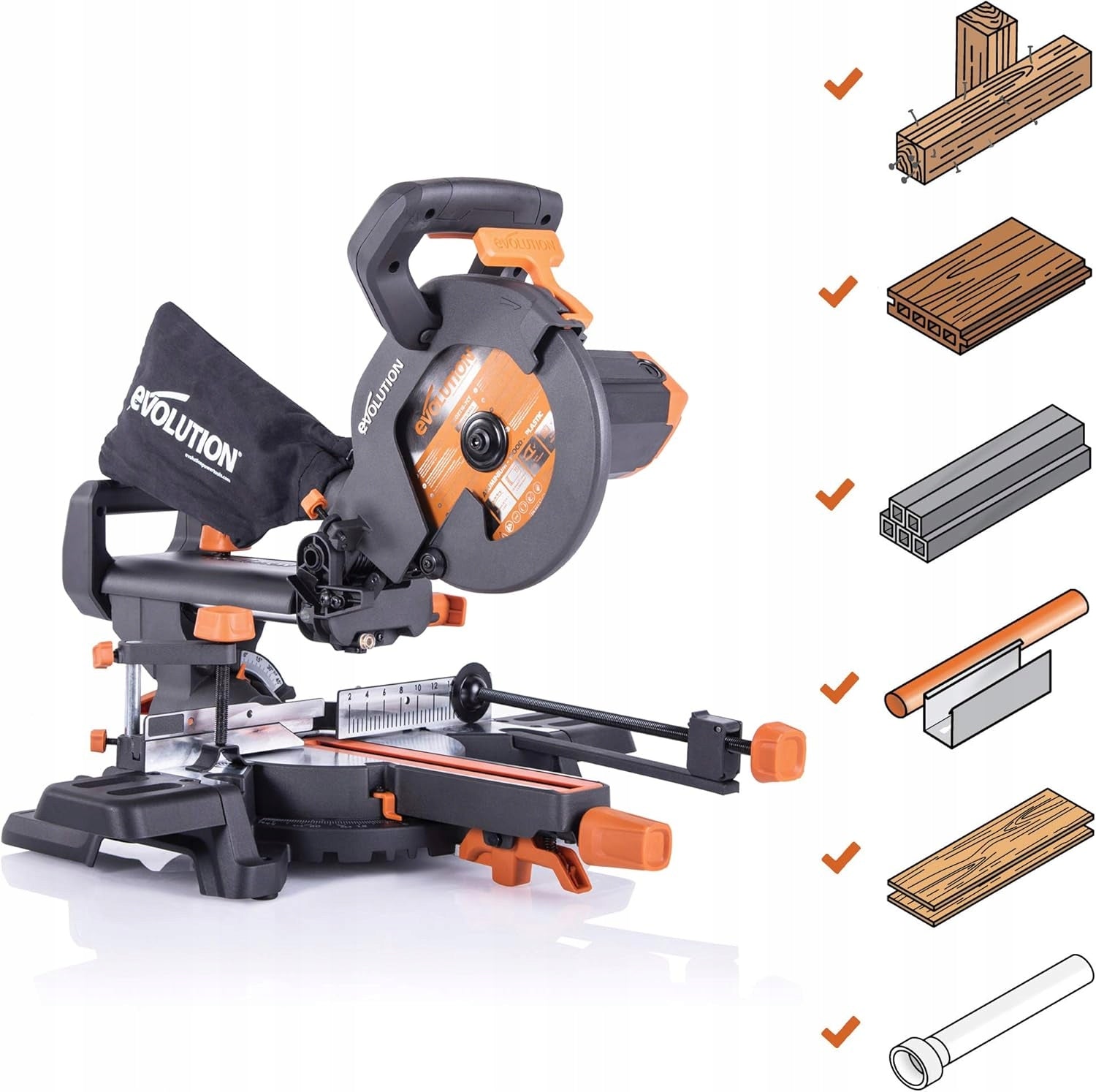 Miter saw Evolution R255SMS-DB+ 255 mm with multi-material TCT disc Brand Evolution