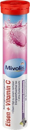 Mivolis Effervescent Tablets Iron Vitamin C 82g 20pcs Currant from Germany Manufacturer code 4058172308277