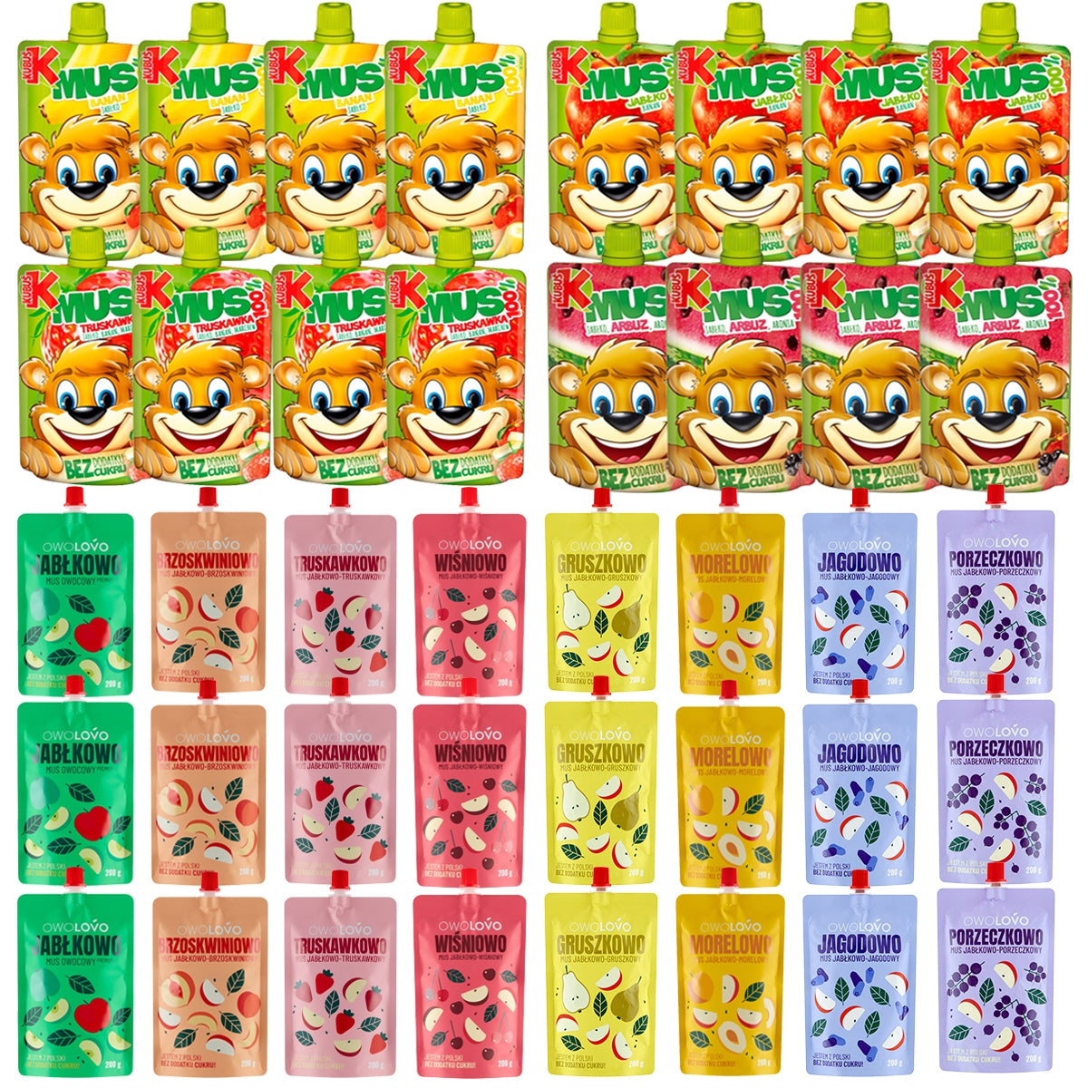 Mix of 12 fruit mousses Owolovo and Winnie 40 pieces