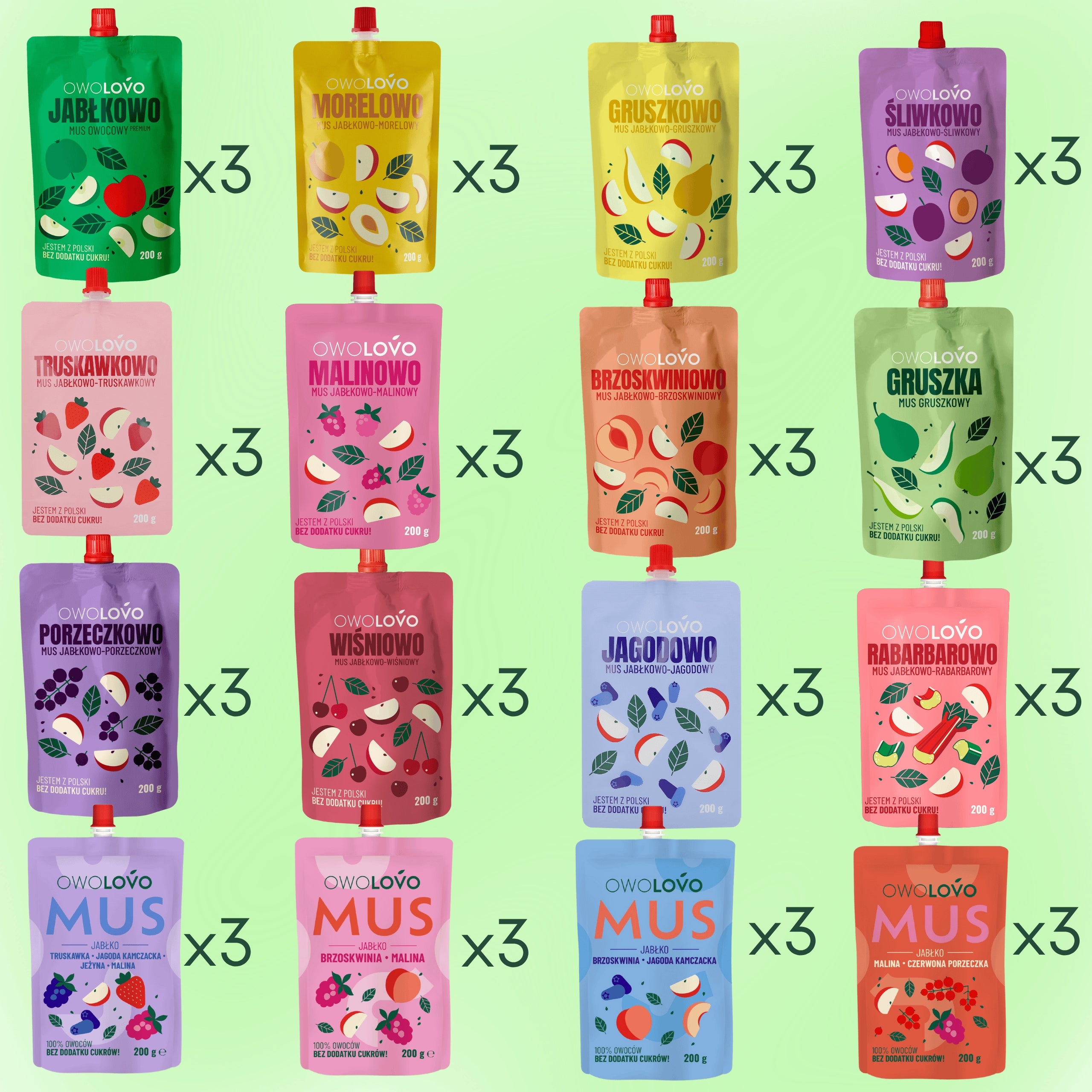 Mix of mousses OWOLOVO 16 flavors for children and adults 48 x 200g Manufacturer code 5901958612343