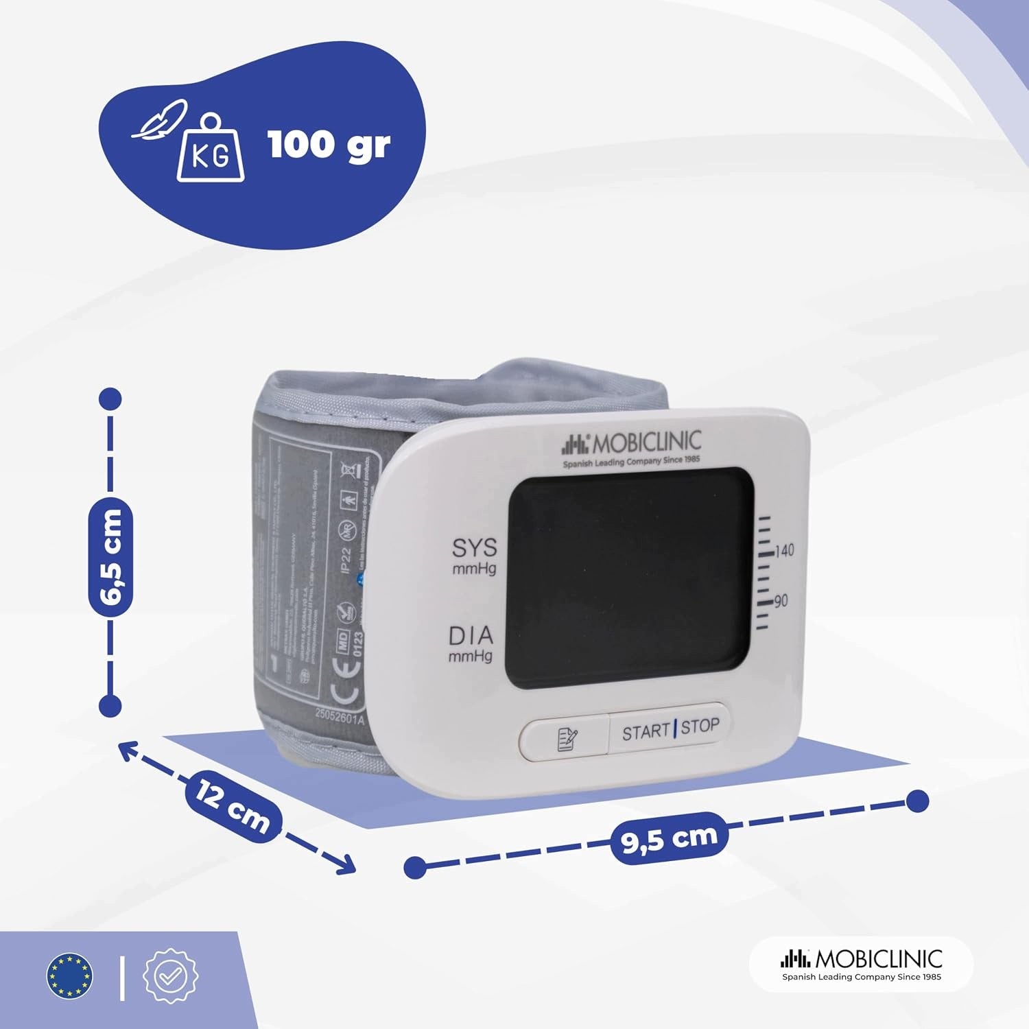 Mobiclinic Wrist blood pressure monitor memory 99 measurements QE-00072/36 Medical device no