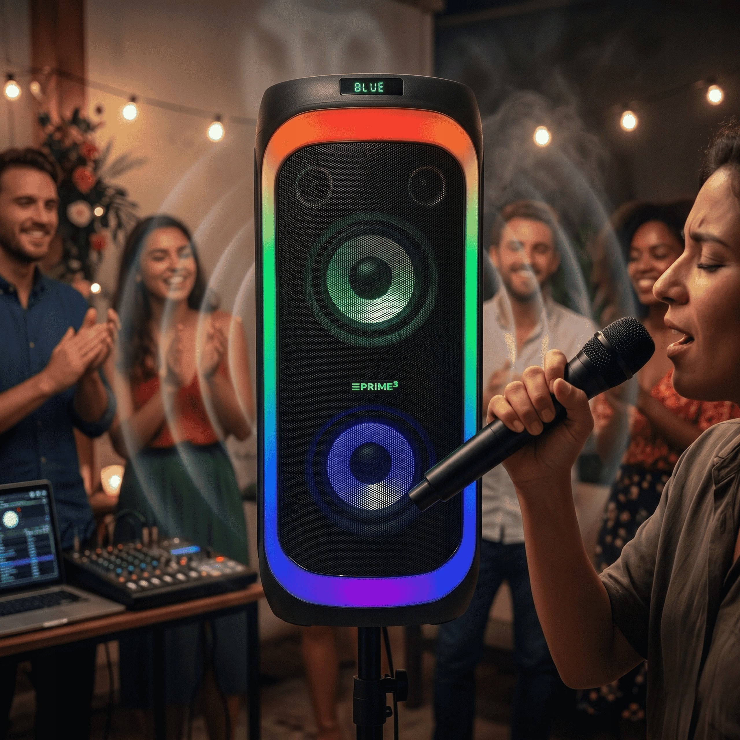 Mobile Bluetooth Speaker Karaoke Prime3 Audio System Rechargeable + Microphone Manufacturer code PRIME3 APS81