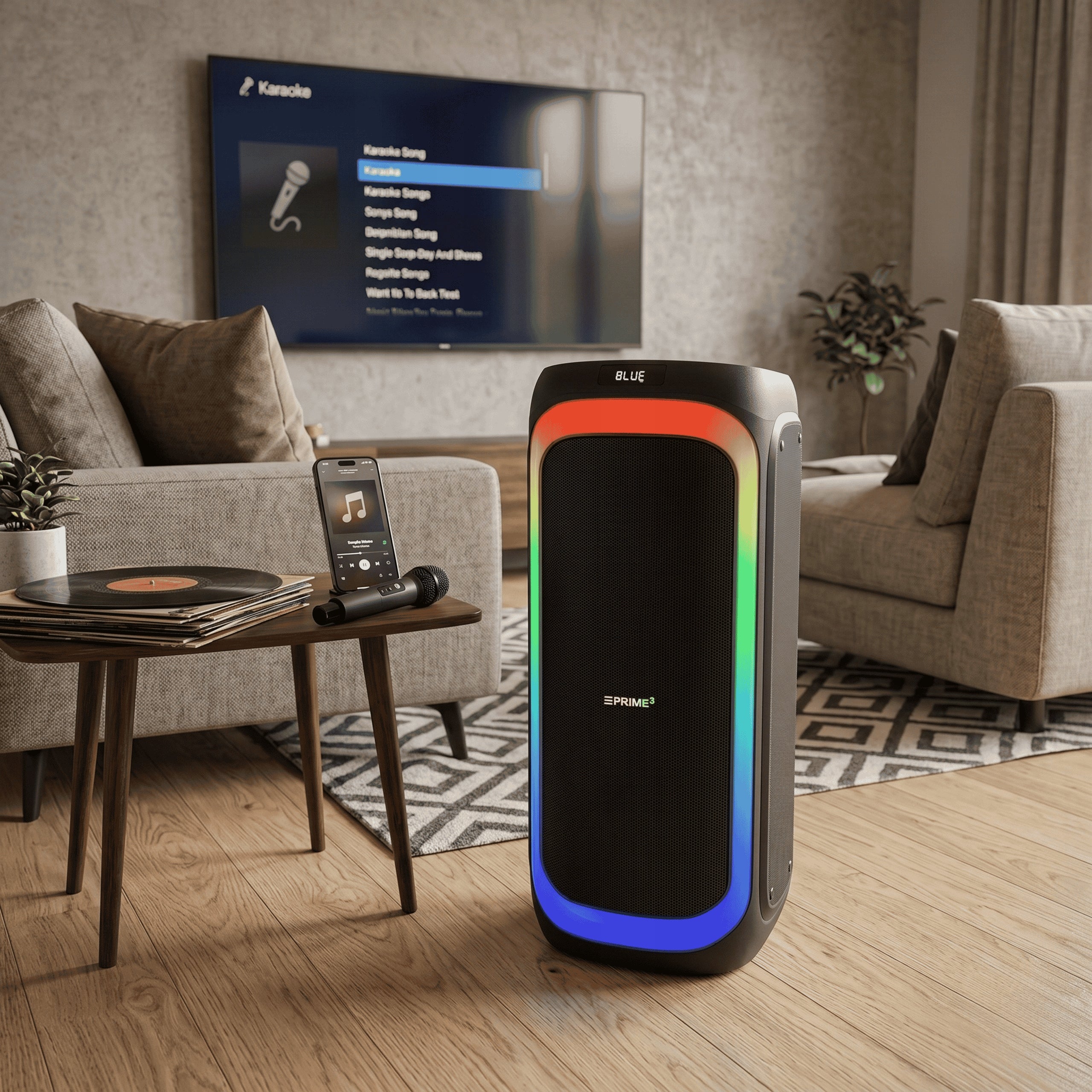 Mobile Bluetooth Speaker Karaoke Prime3 Audio System Rechargeable + Microphone Packaging status original