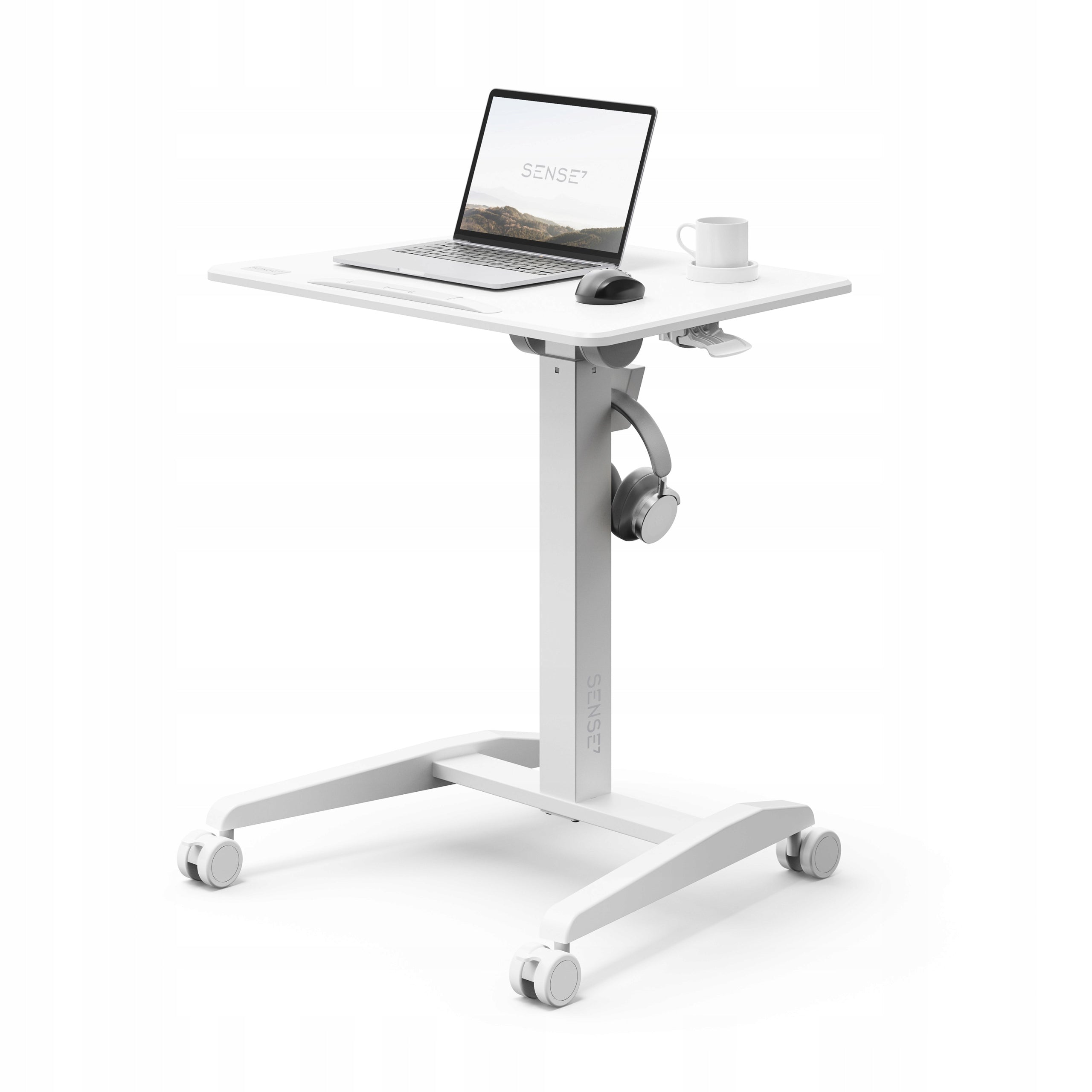 Mobile Desk Adjustable Folding Laptop Table Wheels 70x52cm Sense7