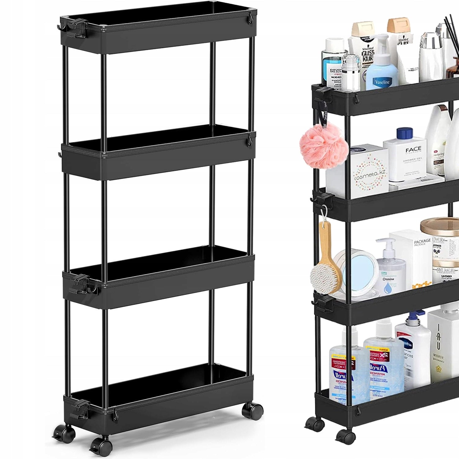 Mobile Kitchen Trolley Bathroom Narrow Bookcase with Wheels Brand no brand