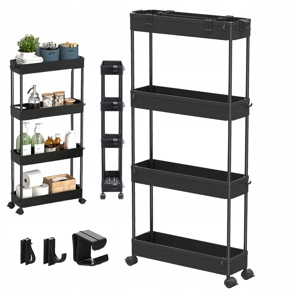 Mobile Kitchen Trolley Bathroom Narrow Bookcase with Wheels