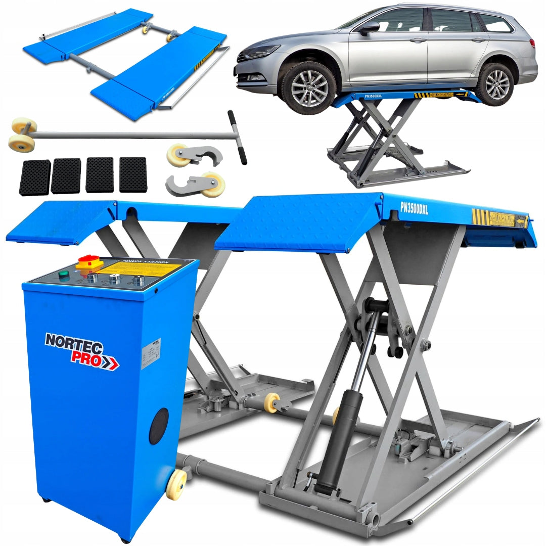Mobile SCISSOR LIFT 3500KG 2,2 kW POWERFUL 230V/50Hz on wheels garage Manufacturer code PN3500DXL
