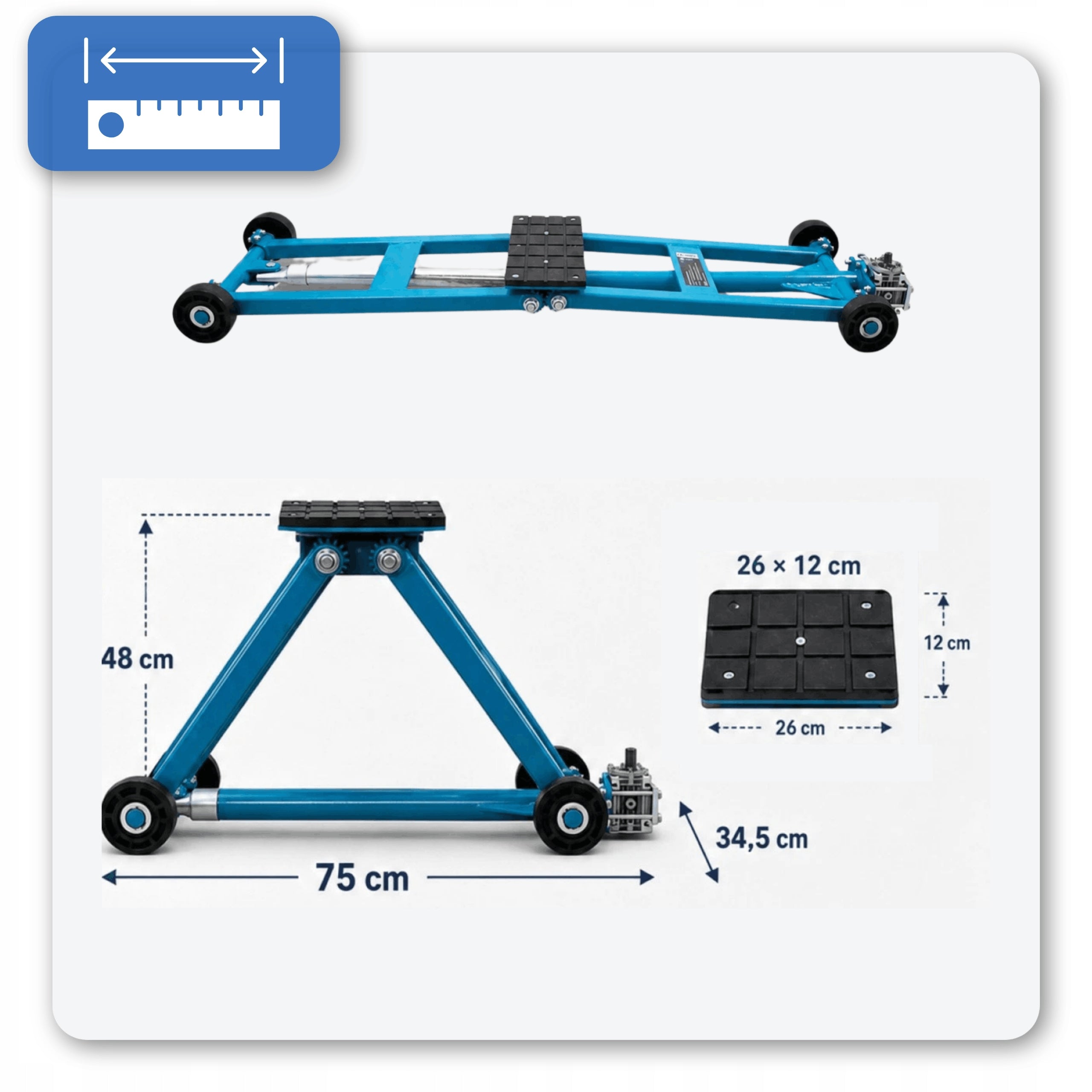 Mobile Scissor Lift 2500kg Adjustable 11-48cm Workshop Steel Manufacturer code HD19207