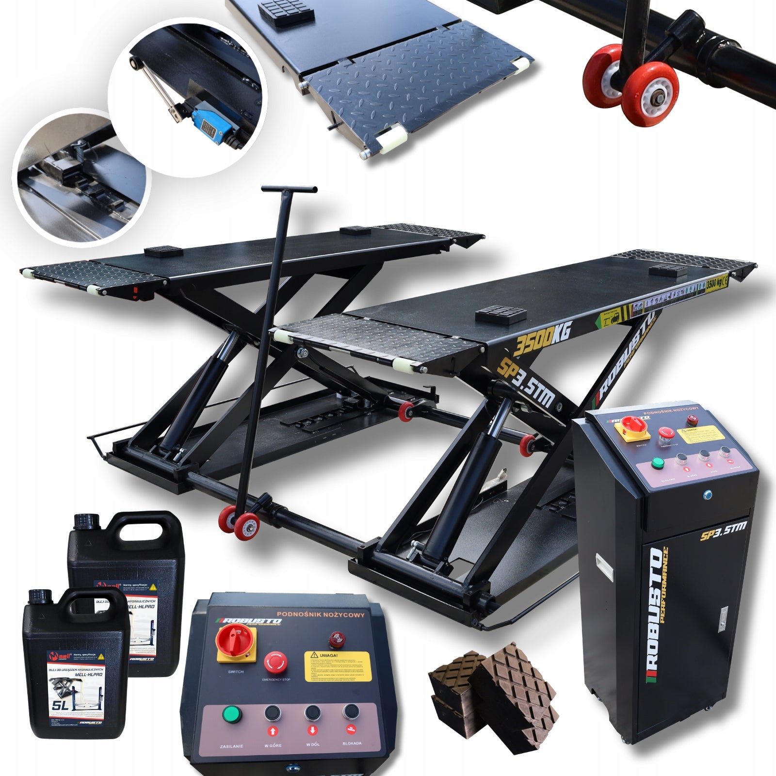 Mobile Scissor Lifter 3.5T H 120 cm 230V SP3.5TM + OIL 10L ROBUSTO