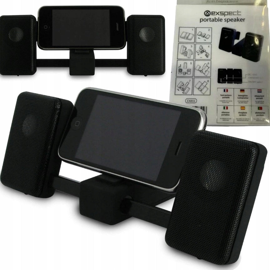 Mobile Speaker Folding 2.0 Phone Stand Adjustable USB/AAA Batteries