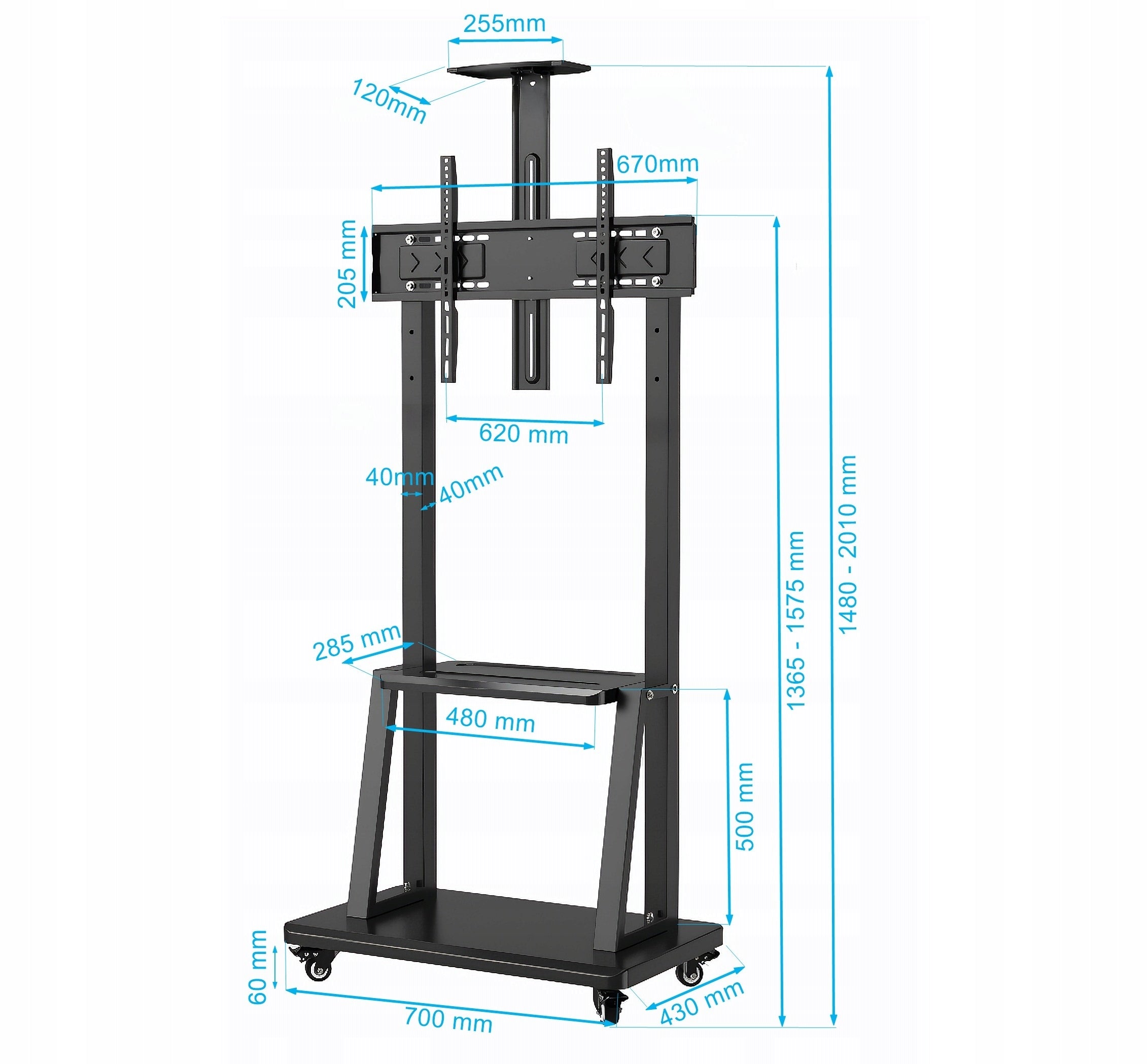 Mobile TV Stand 32-70 Inch 60kg Floor Mount Universal Packaging status original