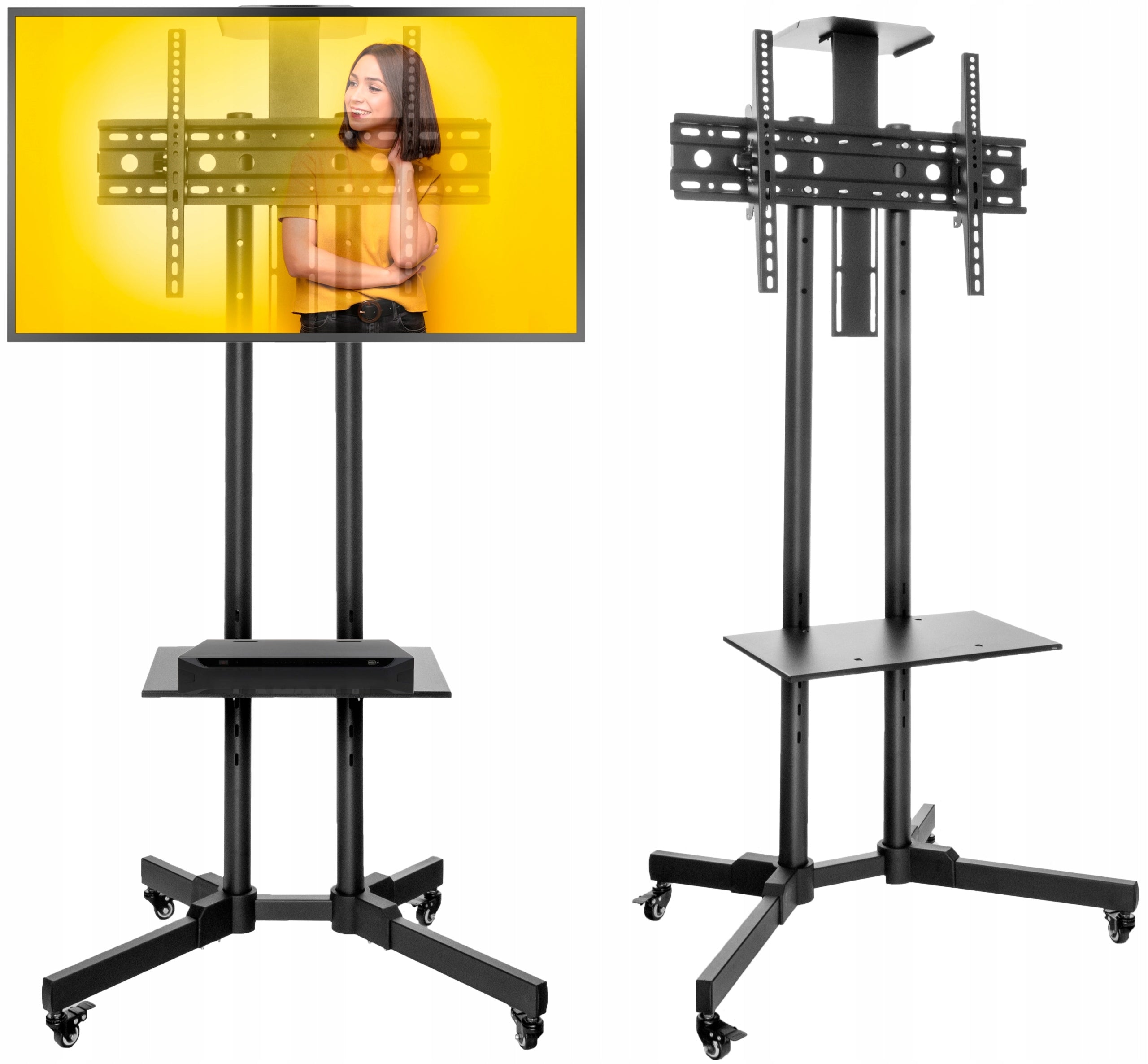 Mobile TV Stand for TV 32-70 inches with shelves adjustable