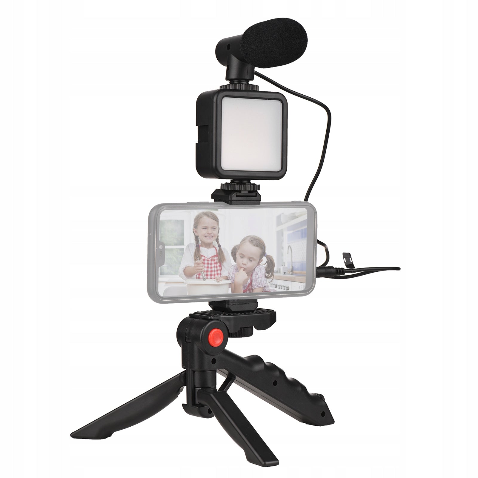 Mobile Vlog Kit Mini LED Video Light+Microphone+ Retractable Clamp+Tripod