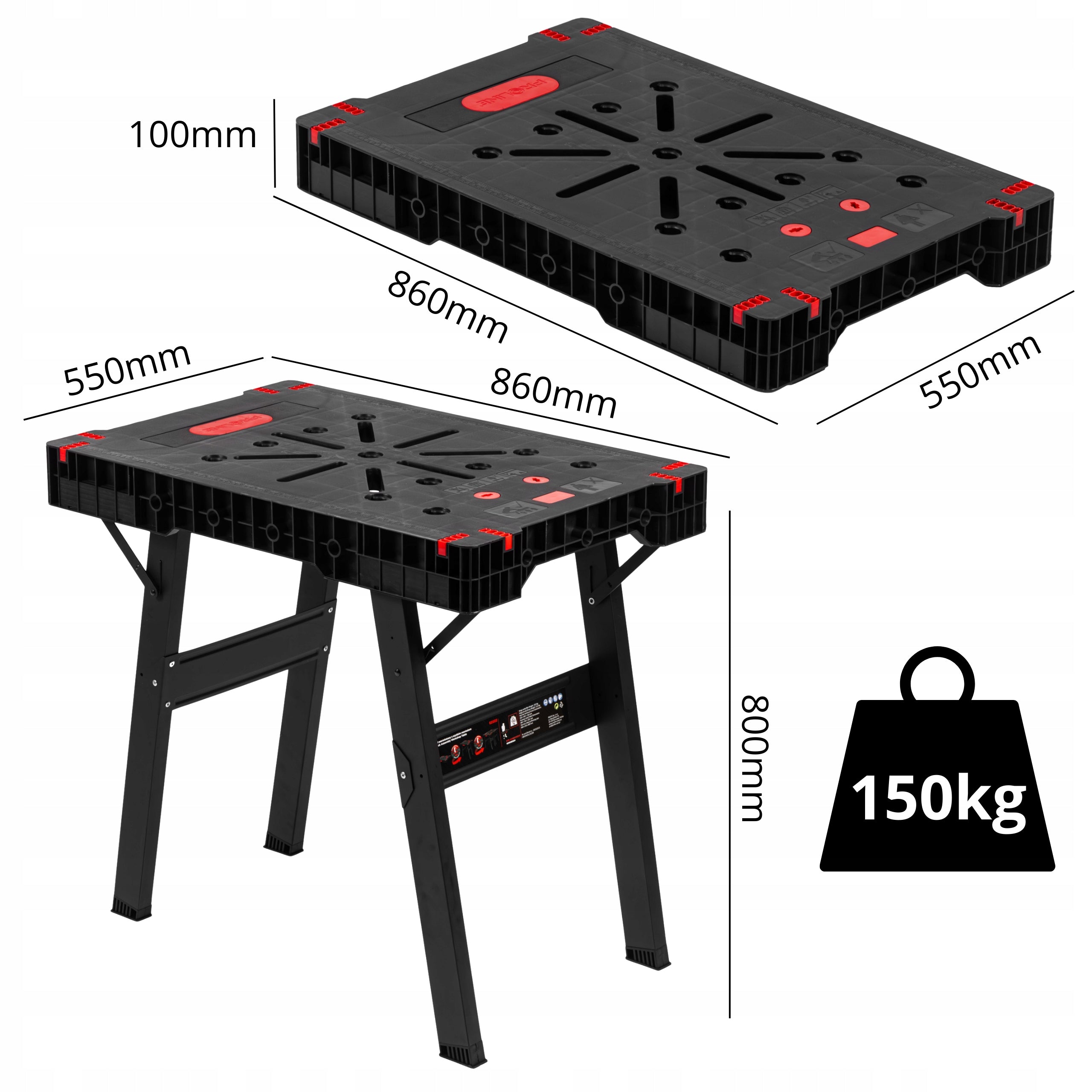 Mobile folding workbench 900x600x800mm Proline 62002 Manufacturer code 62002