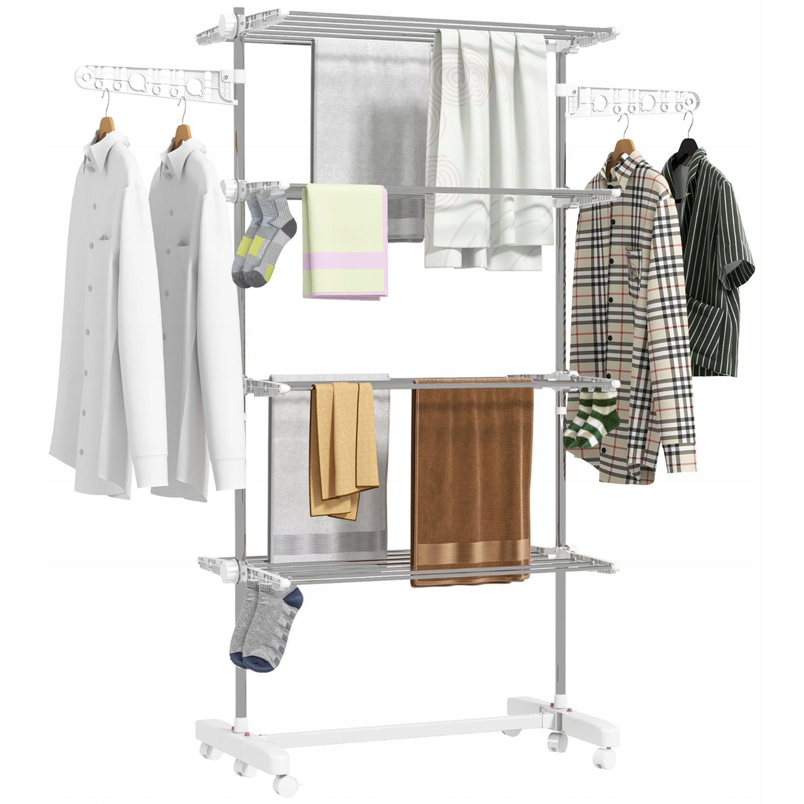 Mobile laundry rack on wheels, 4 levels, foldable, 142 x 55 x 172 c Unfolded width 142 cm
